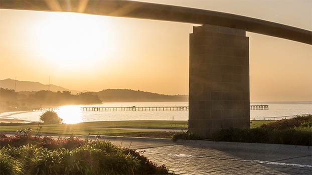 Bridge at sunset at UCSB